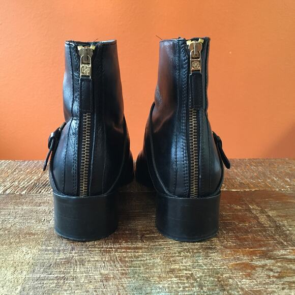 LK Bennett Kaitlyn Black Leather Ankle Boot Womens 38 (7.5-8) Zip Up Low Heel - Picture 4 of 11